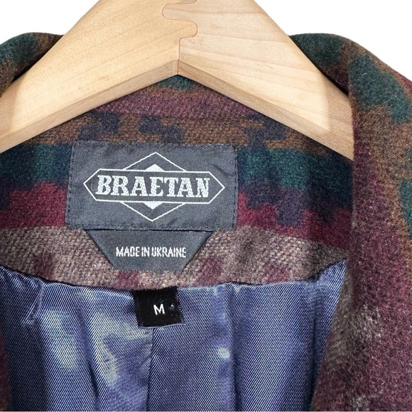 VINTAGE Italian Wool Southwest Print Single Breasted Structured Blazer - Picture 11 of 13